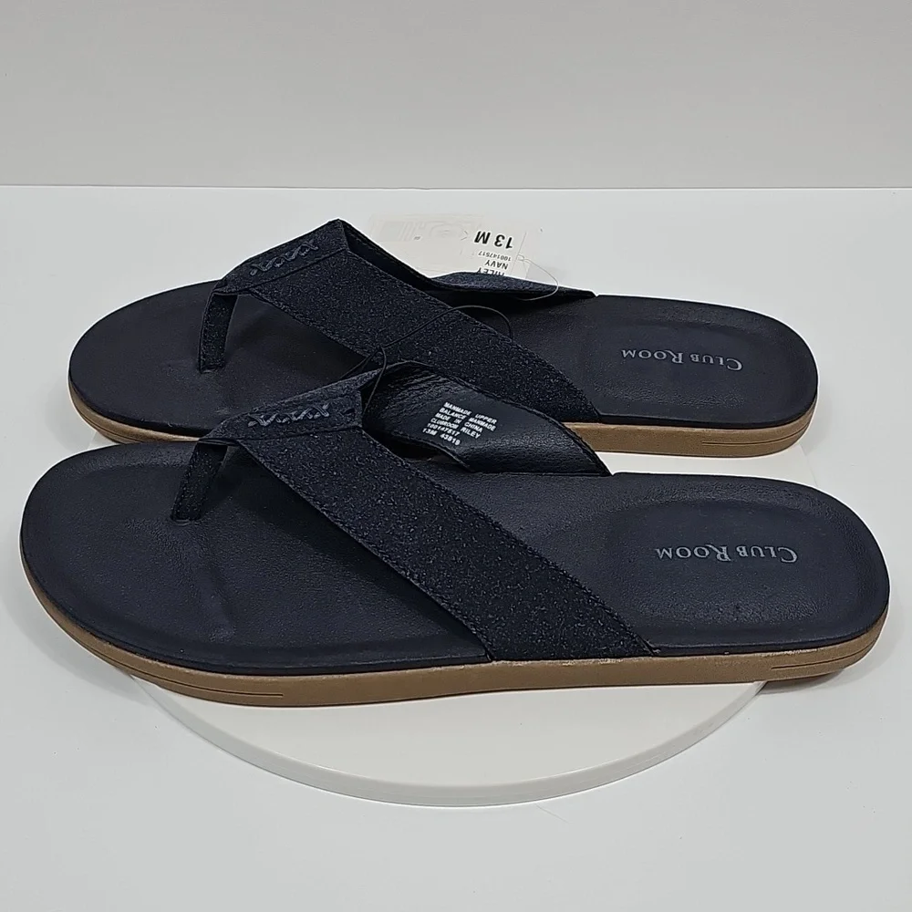 Club Room Riley Flip Flop Sandals Navy Comfort Thong Slides 13M NWT Beach Resort